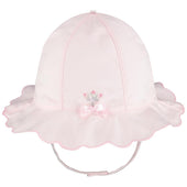 Emile et Rose Girls Pale Pink Rose Bud Embroidery Sunhat